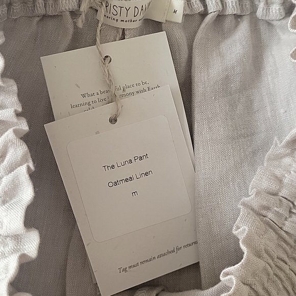 New Christy Dawn The Luna Pant Wide-Leg Linen Pants In Oatmeal Size Medium - Picture 5 of 5